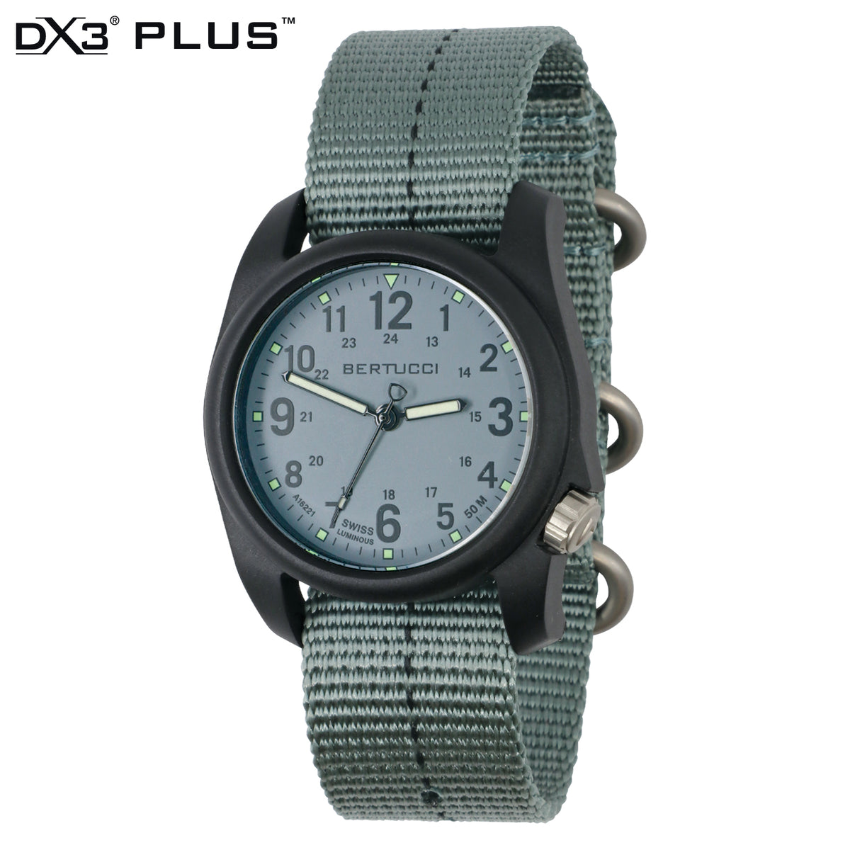 #11108 DX3® Plus™ - Vintage Drab™ w/ Black dial- Vintage Drab™ w/ Blac –  ultimatefieldwatch.com - Bertucci Watches