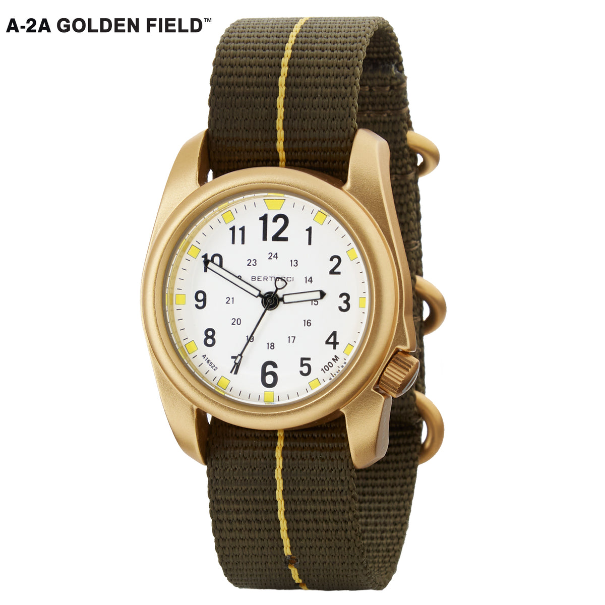 16301 A-2A Golden Field - White dial, Defender Olive™ w/ Gold Pro
