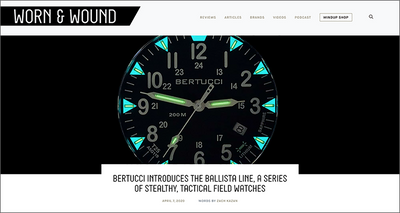 WORN & WOUND review of "THE BALLISTA LINE, A SERIES OF STEALTHY, TACTICAL FIELD WATCHES"