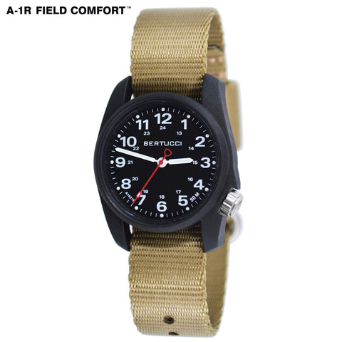 #10502 A-1R Field Comfort™ - Black Dial, Field Khaki Comfort-Webb™ Band