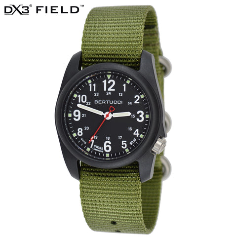 #11016 DX3® Field™ - Black Dial, Forest Nylon Band