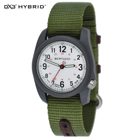 #11098 DX3® Hybrid™ - White dial / Dark Olive case- #283 Forest Hybrid band