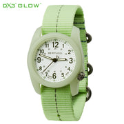 #11128 DX3® Glow™  - White w/ Green Dial, Glow w/ Vintage Drab™ Dash Line™ Nylon Band