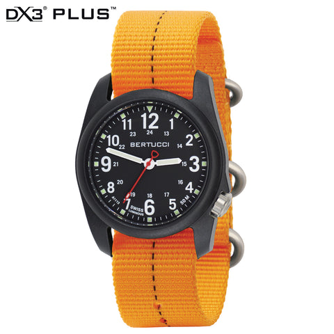 #11152 DX3® Plus™ Special Edition - Black Dial, Tangerine w/ Black Dash Line™ Nylon Band