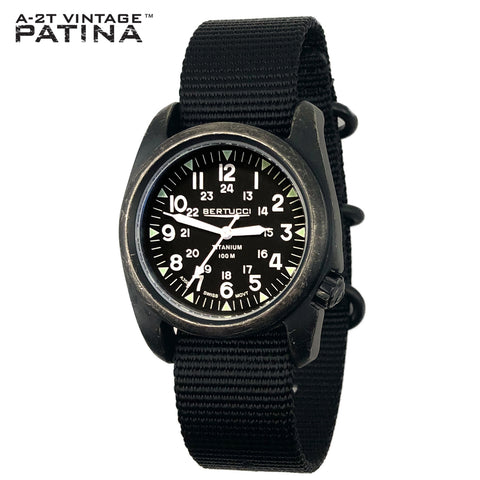 #12027VP A-2T Vintage™ Patina - Black dial w/ Black Nylon band, Original MSRP: $245