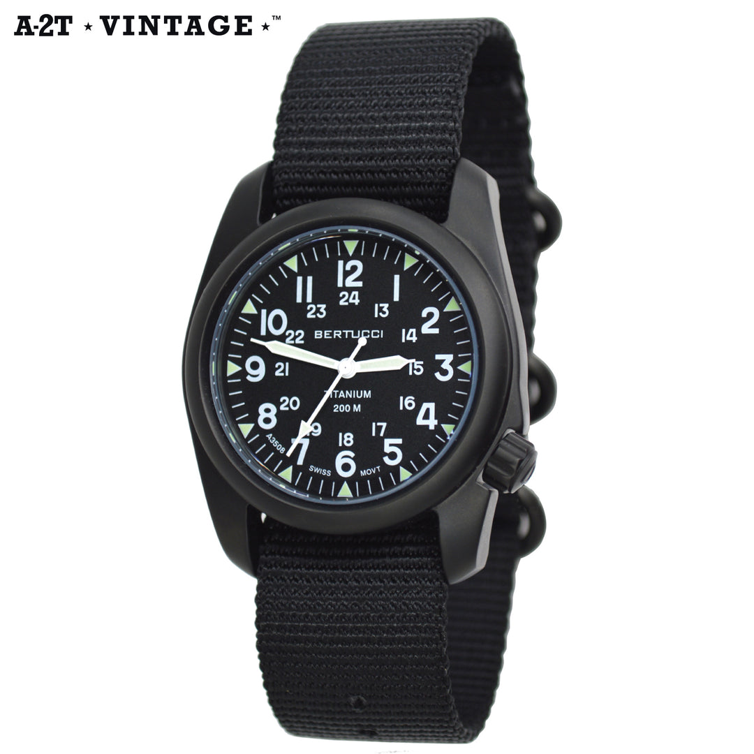 12027 A-2T Vintage, Black dial w/ Black Nylon band