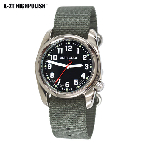 #12042 A-2T HIGHPOLISH - Onyx Black™ Dial, Defender Drab HP Nylon Band