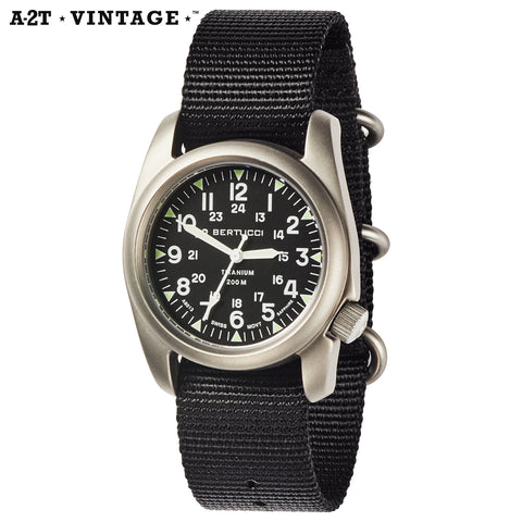 #12074 A-2T Vintage - Black Dial, Black Nylon Band