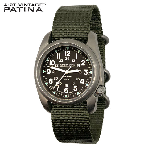 #12075VP A-2T Vintage™ Patina - Black dial w/ Defender Olive™ Nylon band, Original MSRP: $245