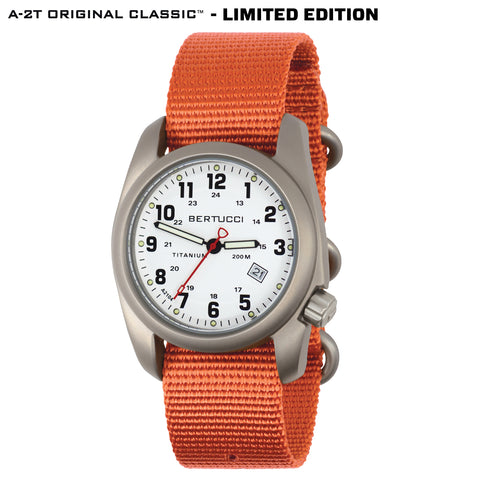 #12207LE A-2T Original Classic - White w/ Base Camp Orange Nylon Band