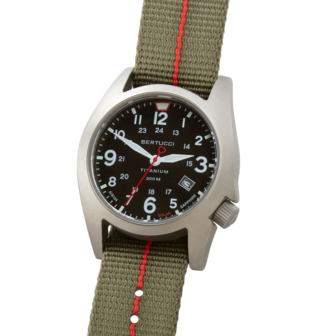 12902 A-7TS RETROSPEC™ SOLAR Black Dial, Defender Drab™ w/ Red Pro