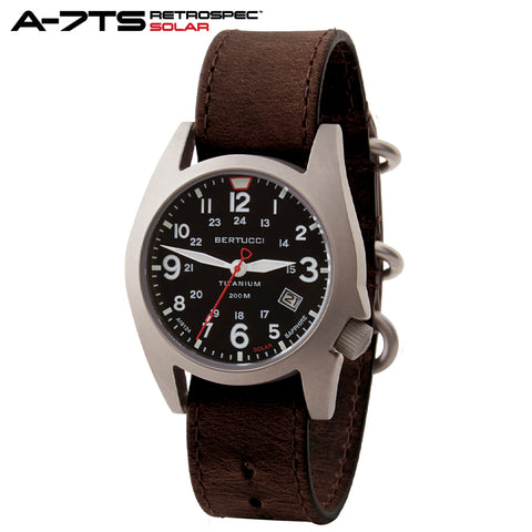 #12903 A-7TS RETROSPEC™ SOLAR Black Dial, Alpina Brown Duraform™ leather band