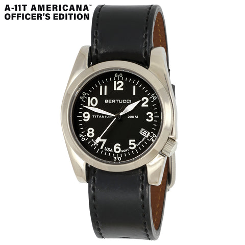 #13340 A-11T Americana Officers Edition - Onyx Black Dial w/ Black Shell Cordovan Leather Band