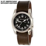 #13341 A-11T Americana Officers Edition - Onyx Black Dial w/ Whiskey Shell Cordovan Leather Band