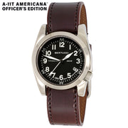 #13342 A-11T Americana Officers Edition - Onyx Black Dial w/ Burgundy Shell Cordovan Leather Band