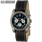 #13345 A-11T Americana Field Chronograph - Black Dial w/ Black Matte Leather Band + Free Band