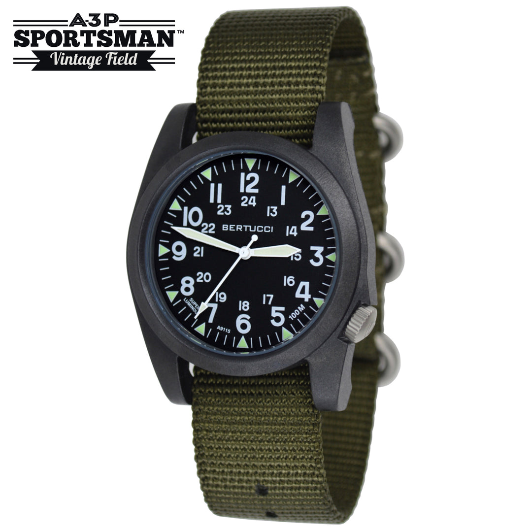 13351 A-3P Sportsman - Black Dial / Black Case w/ Defender Olive
