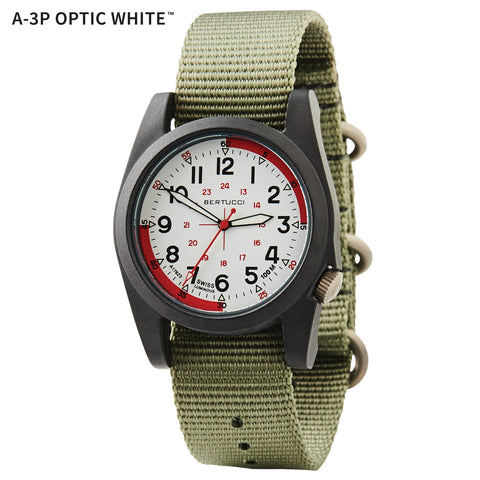 #13389 A-3P Optic White™ Optic White Dial w/ Patrol Green Nylon Band
