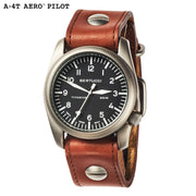 #13401 A-4T AERO Pilot - Black dial, Vintage Tan w/ post screw leather