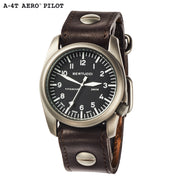 #13403 A-4T Aero Pilot Black - Vintage Brown w/ post screw leather