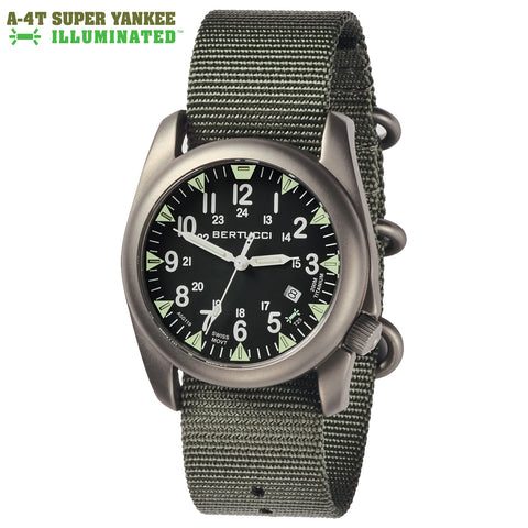 #13481 A-4T Super Yankee Illuminated, Black Dial w/ Defender Drab Nylon Band