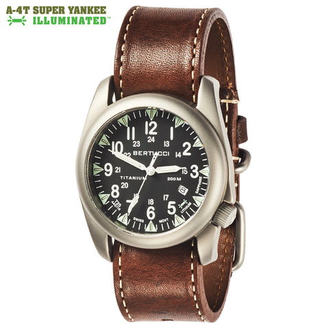 #13482 A-4T Super Yankee Illuminated Black - Nut Brown Horween® Heritage Leather Band
