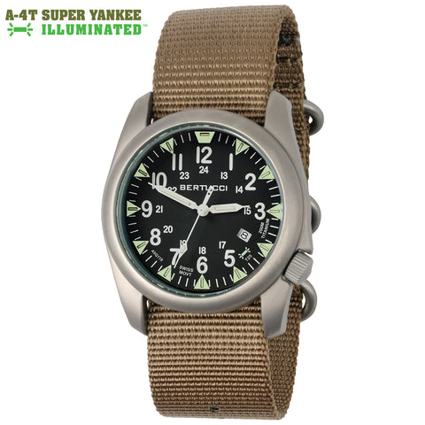 #13483 A-4T Super Yankee Illuminated, Black Dial w/ Coyote Nylon Band