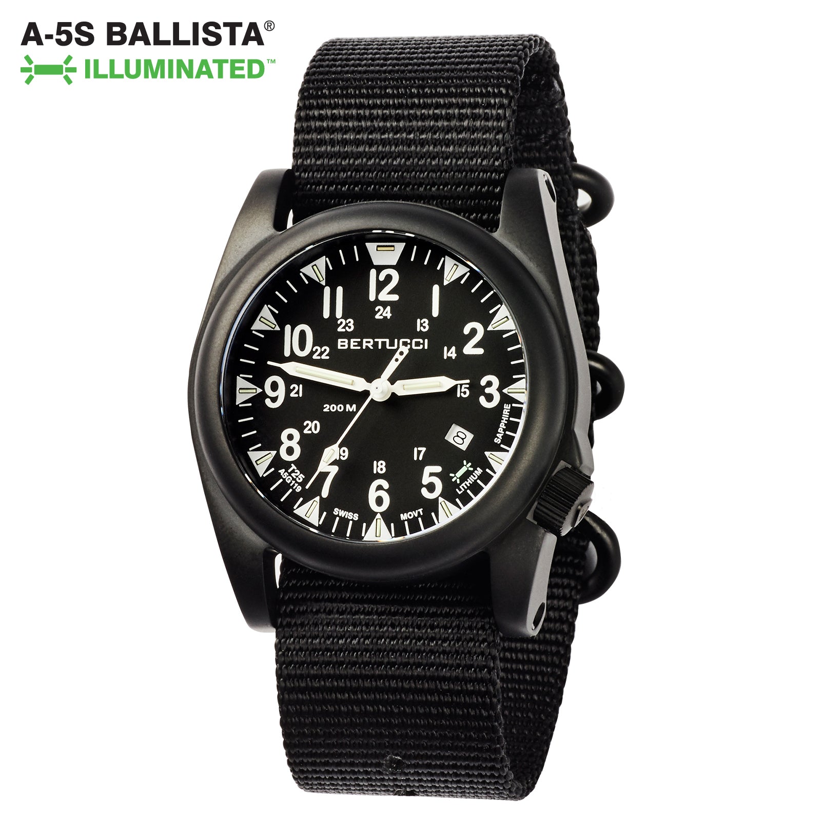 A-5S Ballista Illuminated – Black PVD / Black Band