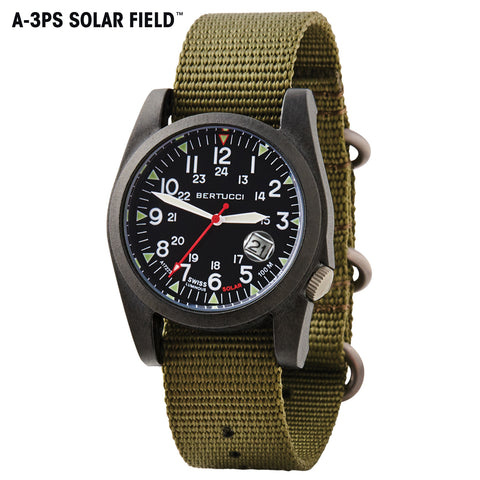 #13801 A-3PS Solar Field - Black w/ Forest Nylon Band