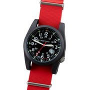 #13805 A-3PS Solar Field Italia- Black w/ Rosso Corsa G10 NATO Italian Rubber Band