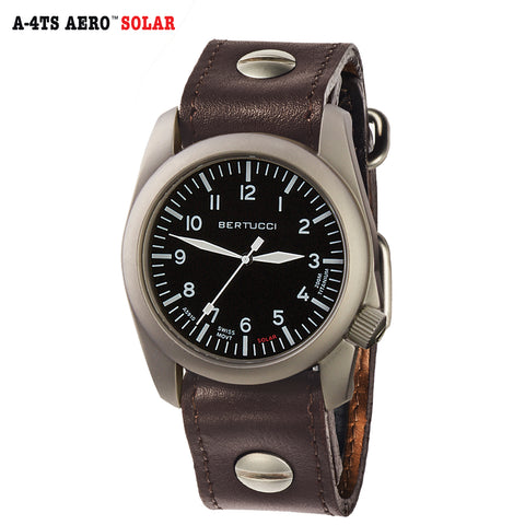 #13903 A-4TS AERO™ Solar - Black dial, Vintage Brown w/ post screw leather