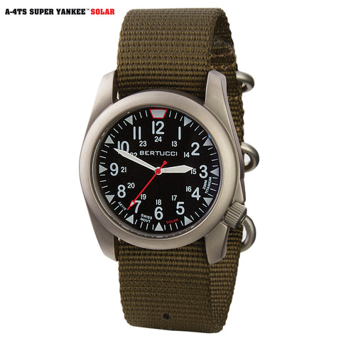 #13906 A-4TS Super Yankee™ Solar - Black dial, Defender Olive™ Nylon Band