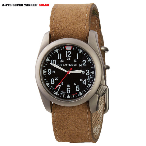 #13907 A-4TS Super Yankee™ Solar - Black dial, Desert Rough-Out Leather + Webbing Band