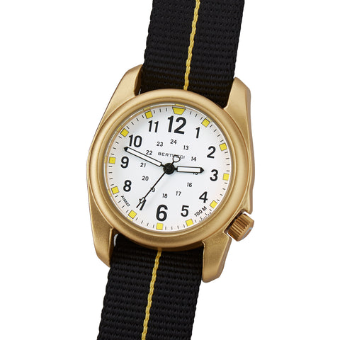 #16309 A-2A Golden Field - White w/ Black Gold Line™ w/ Stripe Nylon Band