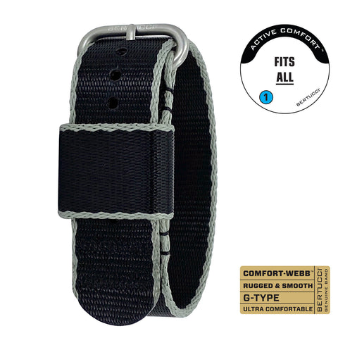 #320 - Black w/ Drab Edging Comfort-Webb™ webbing band w/ matte hardware, 7/8" - 22 mm size for A-2, A-3, A-6, A-7, B-1, D-3 Cases - Original MSRP: $24