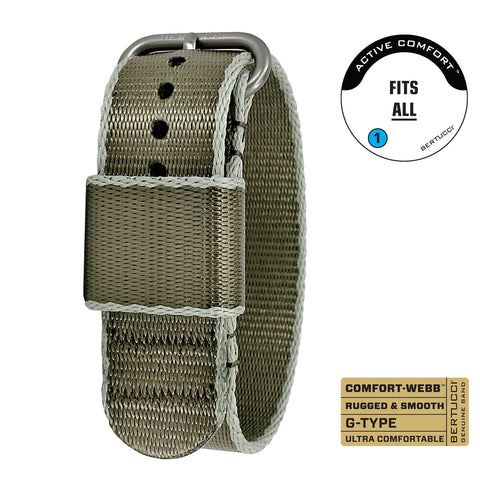 #321 - Endeavor Drab w/ Drab Edging Comfort-Webb™ webbing band w/ matte hardware, 7/8" - 22 mm size for A-2, A-3, A-6, A-7, B-1, D-3 Cases - Original MSRP: $24