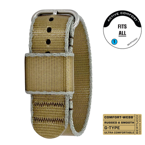 #322 - Endeavor Khaki™ w/ Drab Edging Comfort-Webb™ webbing band w/ matte hardware, 7/8" - 22 mm size for A-2, A-3, A-6, A-7, B-1, D-3 Cases - Original MSRP: $24