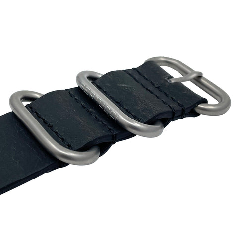 #377BD DuraForm™ Slate Black Horween® Leather Band w/ matte hardware, 7/8" - 22 mm size for A-2, A-3, A-6, A-7, D-1, D-3 & B-1 Cases, Original MSRP: $65