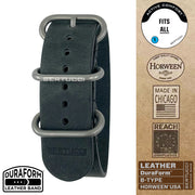 #377BD DuraForm™ Slate Black Horween® Leather Band w/ matte hardware, 7/8" - 22 mm size for A-2, A-3, A-6, A-7, D-1, D-3 & B-1 Cases, Original MSRP: $65