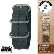 #379BD DuraForm ™ Defender Olive Horween® Leather Band w/ matte hardware, 7/8" - 22 mm size for A-2, A-3, A-6, A-7, D-1, D-3 & B-1 Cases, Original MSRP: $65