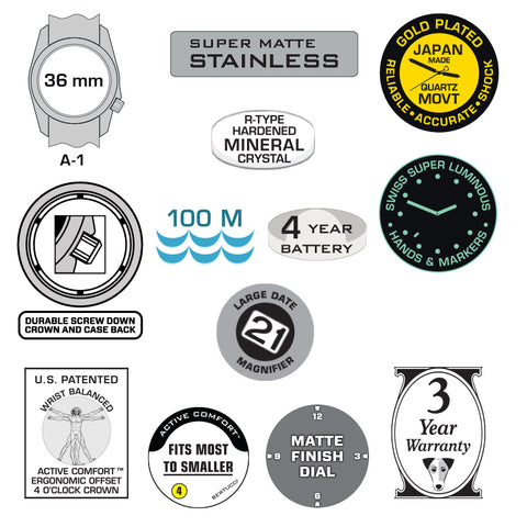 #10601 A-1S Super Field™ - Black Dial w/ Defender Khaki nylon band