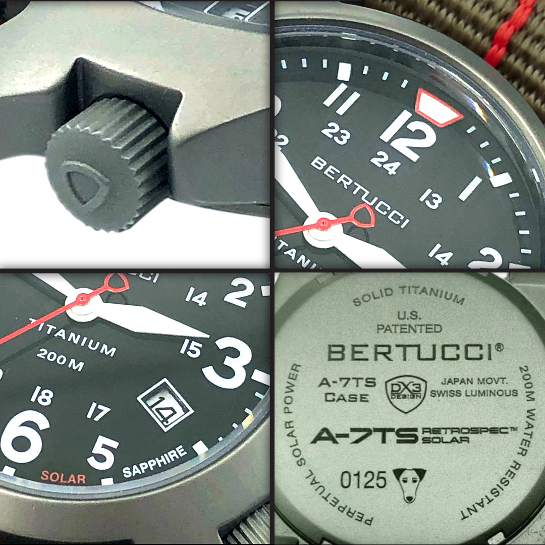 12902 A-7TS RETROSPEC™ SOLAR Black Dial, Defender Drab™ w/ Red Pro