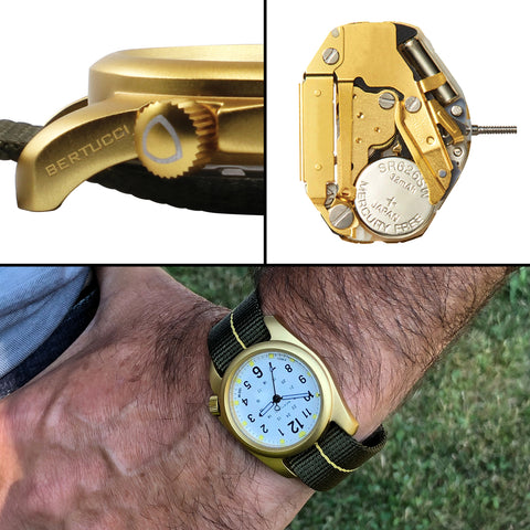 #16306 A-2A Golden Field™ - White dial, Coyote w/ Legion Red Pro-Stripe™ Nylon Band