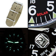 #13804 A-3PS Solar Field Italia - Black w/ Bertucci Khaki G10 NATO Italian Rubber Band