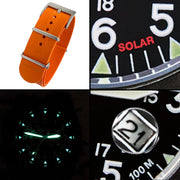 #13807 A-3PS Solar Field Italia - Black w/ Base Camp Orange With G10 NATO Italian Rubber Band