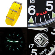 #13806 A-3PS Solar Field Italia - Black w/ Pro-Yellow G10 NATO Italian Rubber Band