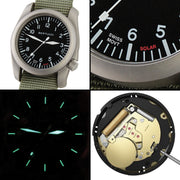 #13902 A-4TS AERO™ Solar - Black dial, Vintage Tan w/ post screw leather
