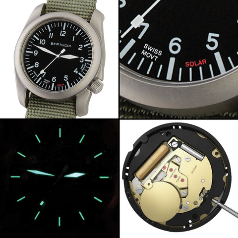 #13902 A-4TS AERO™ Solar - Black dial, Vintage Tan w/ post screw leather