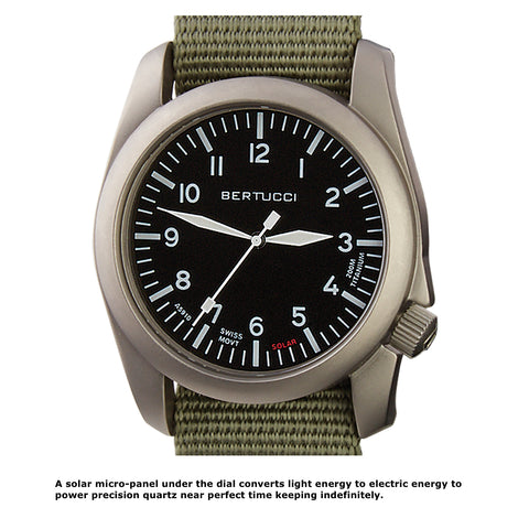 #13902 A-4TS AERO™ Solar - Black dial, Vintage Tan w/ post screw leather