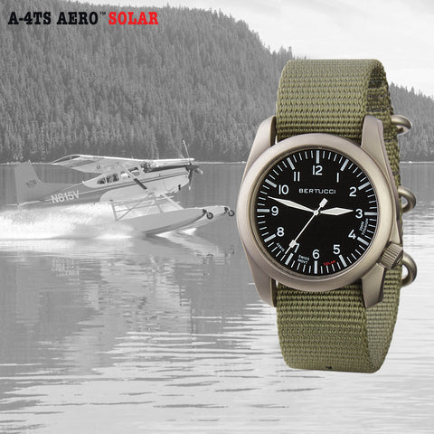 #13903 A-4TS AERO™ Solar - Black dial, Vintage Brown w/ post screw leather